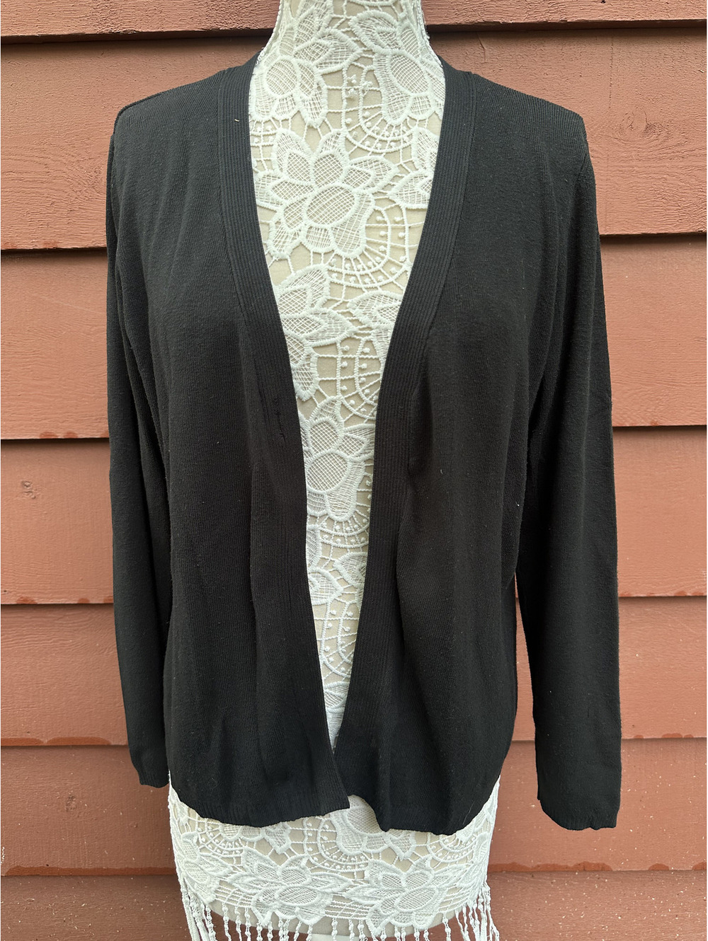 Charter Club Black Open Front Cardigan Classic Versatile Layering Sweater